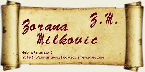 Zorana Milković vizit kartica